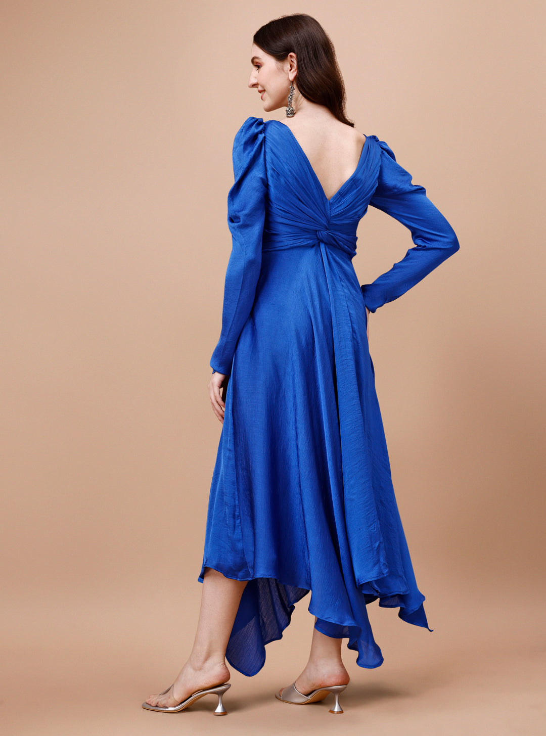 Royal Blue Satin One Piece Gown Twam Sundara