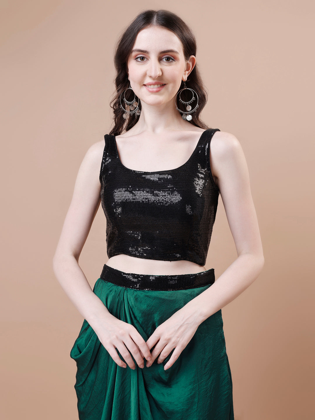 3 Piece Black and green Indo-Western Dress