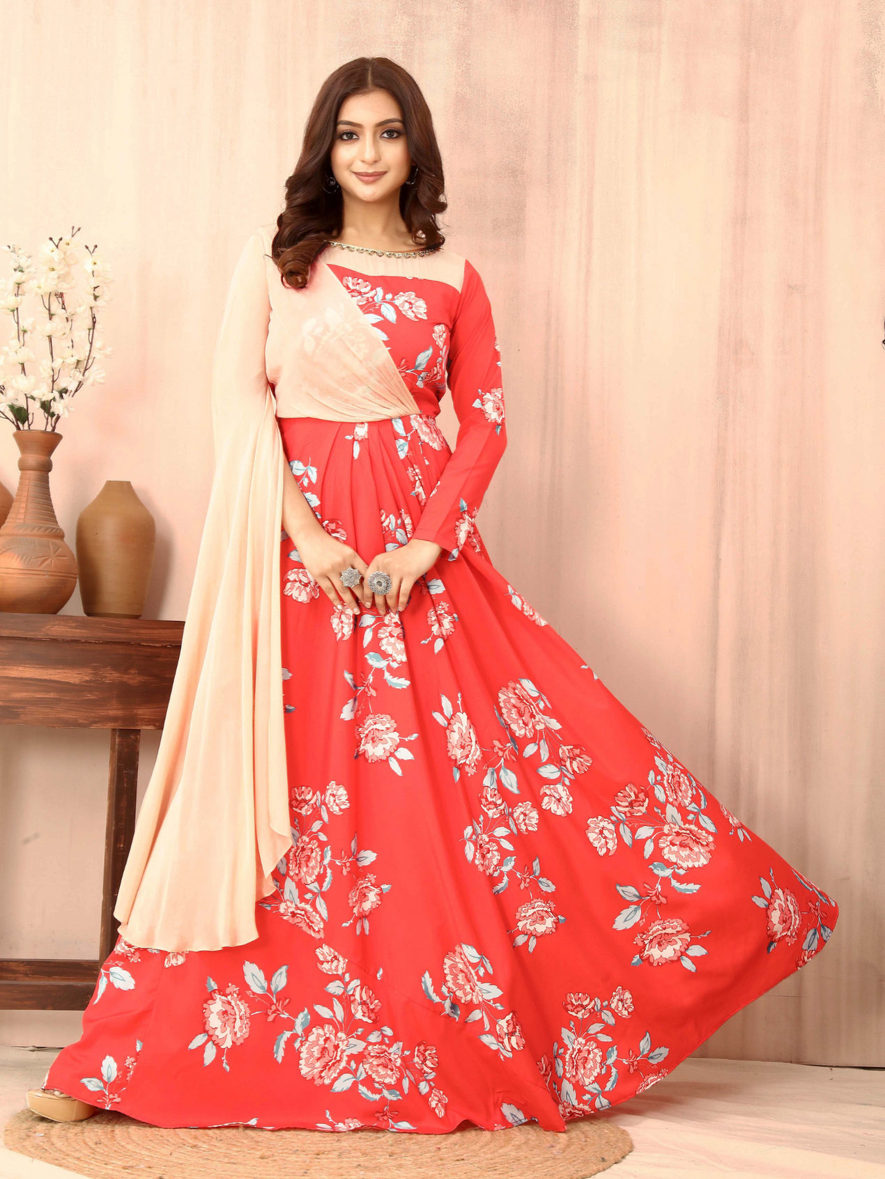 uhr ウーア flower printed long dressワンピース
